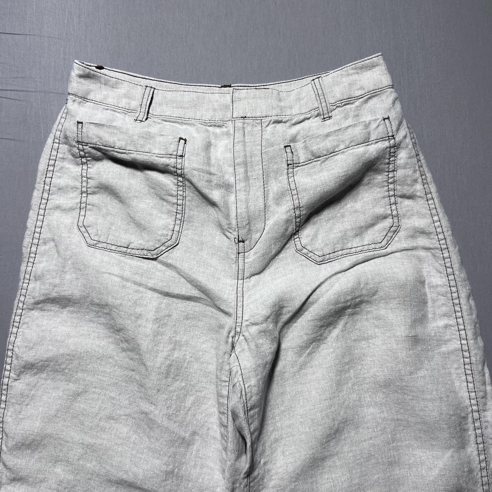 Madewell Wide Leg Pants Womens 2 Ivory 100% Linen High Rise Cropped Pockets - Picture 6 of 15